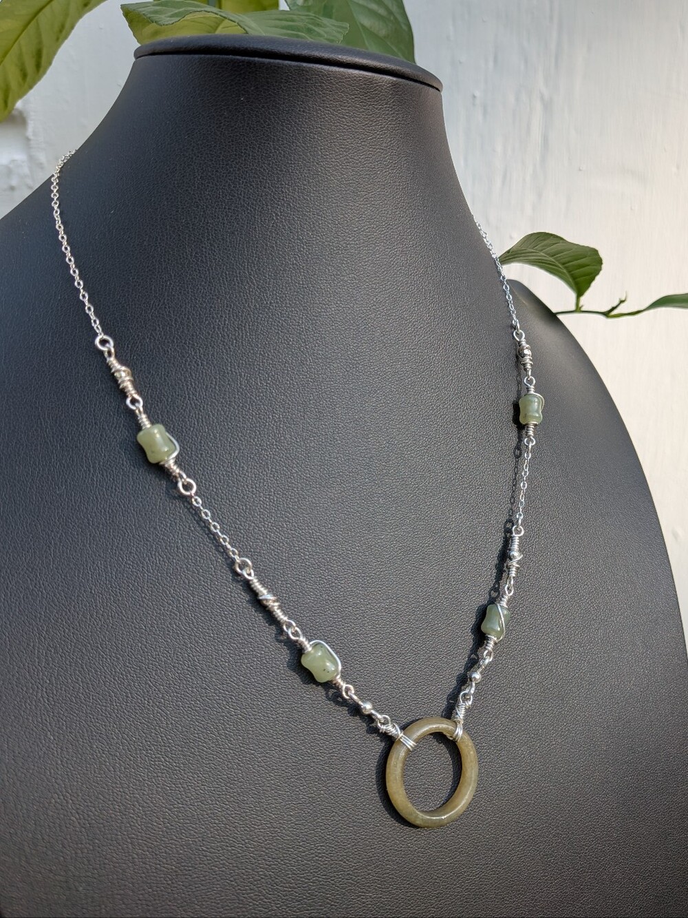 Eternity Circlet Jade Necklace - Dainty Sterling Silver Chain - Artisan Crafted - Picture 16 of 16
